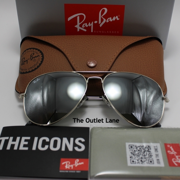 Model Display RayBan Aviator Silver Mirror RB3025 Reflective - Picture 4 of 16
